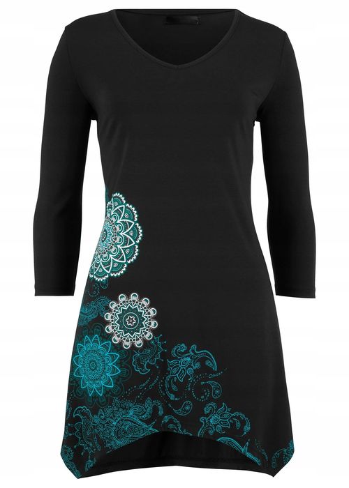 B.P.C bluzka asymetryczna czarna z nadrukiem r.44/46