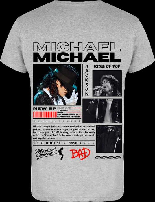 Camiseta Michael Jackson “BAD” Vintage Collage – Edição Streetwear