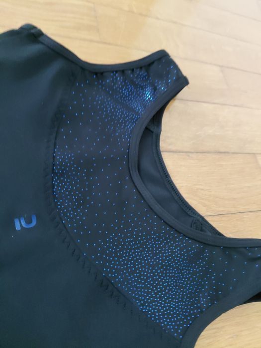 Maillot/Body de Ginástica / Dança/ Patinagem preto com azul-escuro Decathlon Domyos 10-12 anos