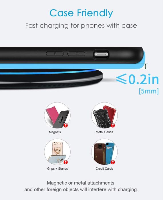 NANAMI Bezprzewodowa ładowarka Qi 10 W do iPhone'a i Samsunga