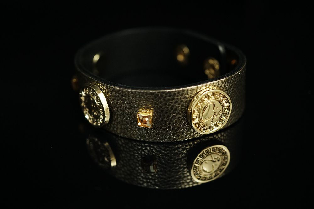 Bransoleta bransoletka ze skóry naturalnej kryształy Swarovski