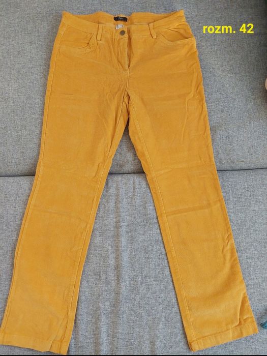 Spodnie musztardowe 42 xl lato sztruks bonprix