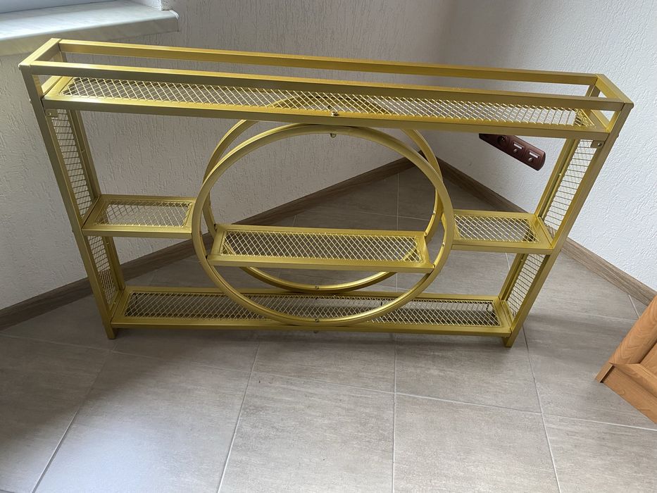 Nowoczesna Złota Konsola Loft / Regał Ścienny Glamour – NOWA!