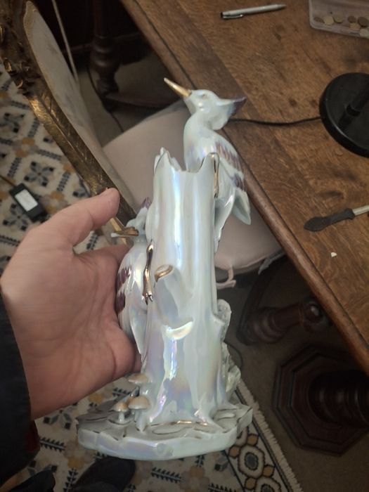 Escultura passaros porcelana