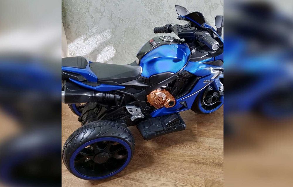 Детский электромотоцикл Spoko SP-518 трицикл синий квадроцикл