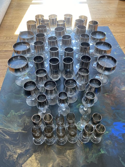 Zestaw szkło dymione PRL