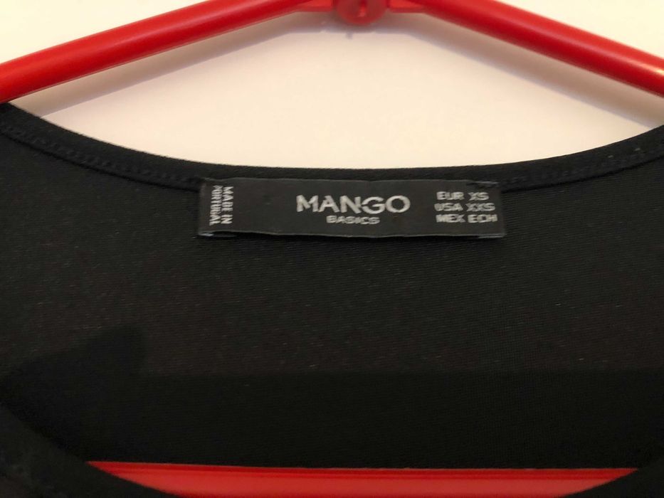 Sukienka z falbanką, mała czarna, Mango XS 34