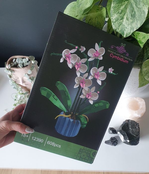 Orchidea Storczyk w doniczce klocki kwiaty Botanicals nowy komplet