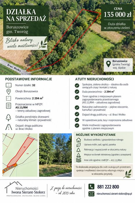 2294m2 wśród zieleni, MPZP, Boruszowice