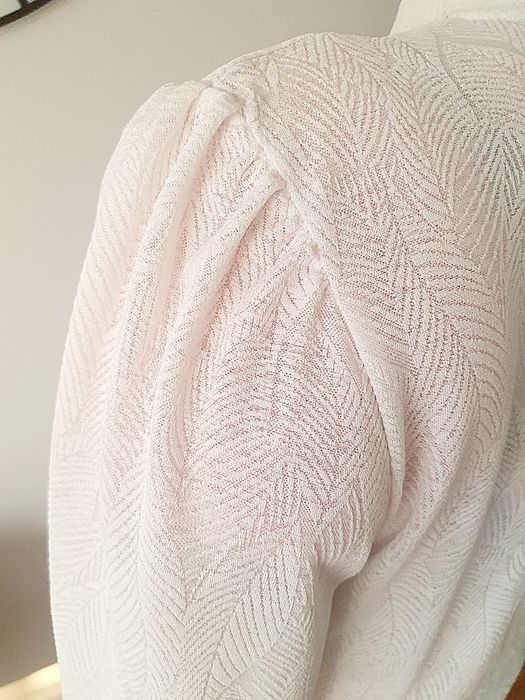 Biała bluzka ze stójką, wzór liście ,Fransa, r.2 XL