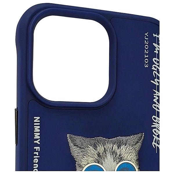Etui Nimmy Glasses Cool Cat na iPhone 15 Pro - niebieskie