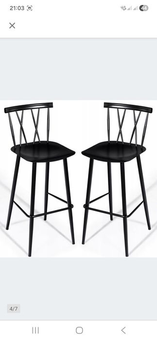 Hoker, krzesło barowe, czarne, metalowe 2 szt