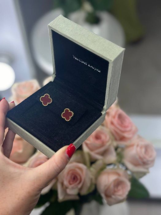 Сережки Van Cleef кульчикі пусети повний комплект бутика