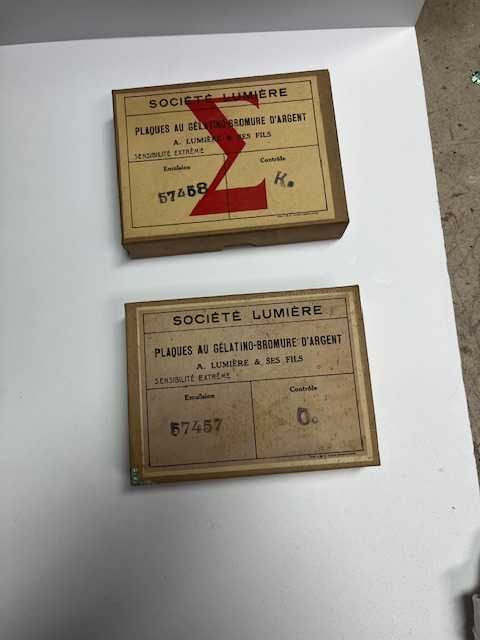 Caixa antiga placas fotográricas marca Societté