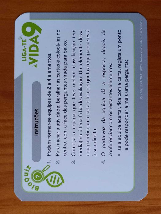 (NOVO, PORTES GRÁTIS) Jogo Cartas / Flashcards BioQuiz: Ciências, 9.º