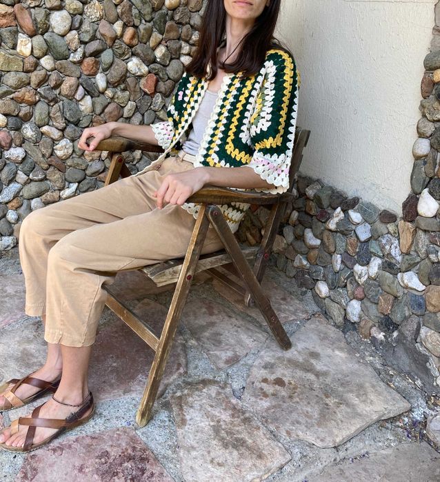 Crochet  Cardigan Casaco Mulher / lã para mulher feito a mao / creme