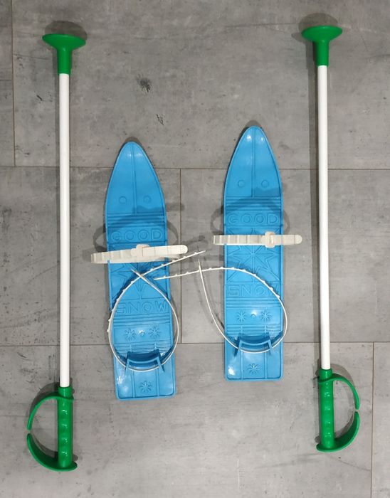 Narty dziecięce ślizgacze regulowane na buty na śnieg ślizgi 35 cm