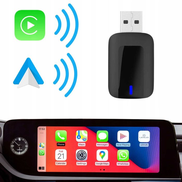 Bezprzewodowy Adapter CarPlay Android Auto USB  Wi-Fi Bluetooth IOS