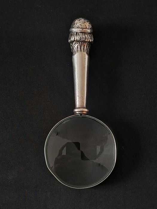 Stare Srebrne szkło powiększające unikat próba 925