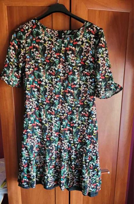 Sukienka w kwiaty 38 z falbanką sukienka lato kwiaty polska produkcja