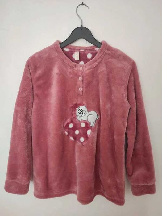 Pijama polar Notte Stella S - Rosa com bolinhas, super quentinho