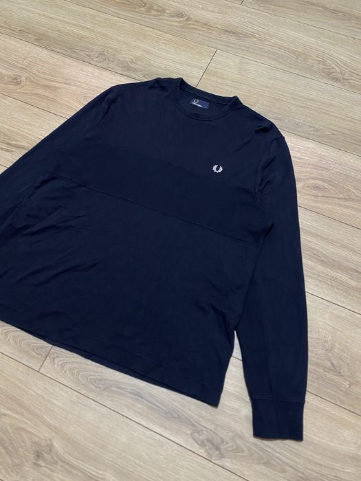 Кофта лонгслів світер Fred Perry темно синя чоловіча розмір Л L XL
