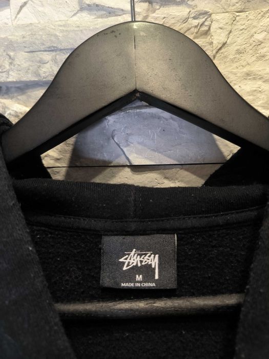 Bluza z Kapturem Stussy Hoodie Haft Logo Czarna Vintage