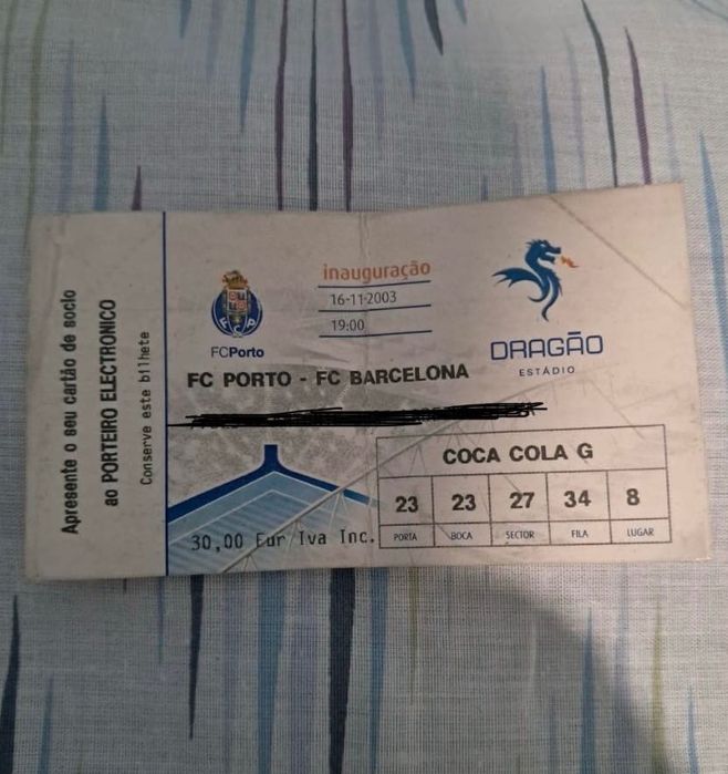 Bilhete inauguração Estádio do Dragão