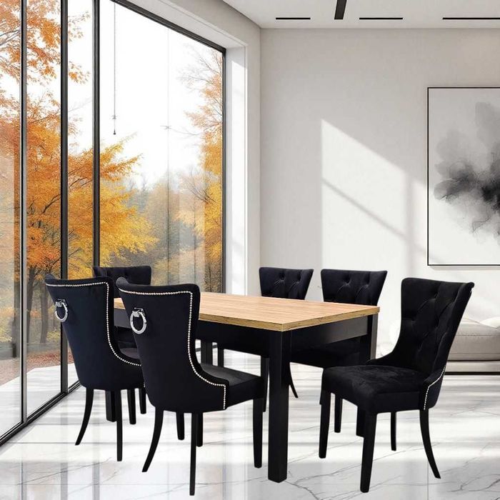 Krzesło krzesła do jadalni z kołatką pinezkami pikowane glamour salon