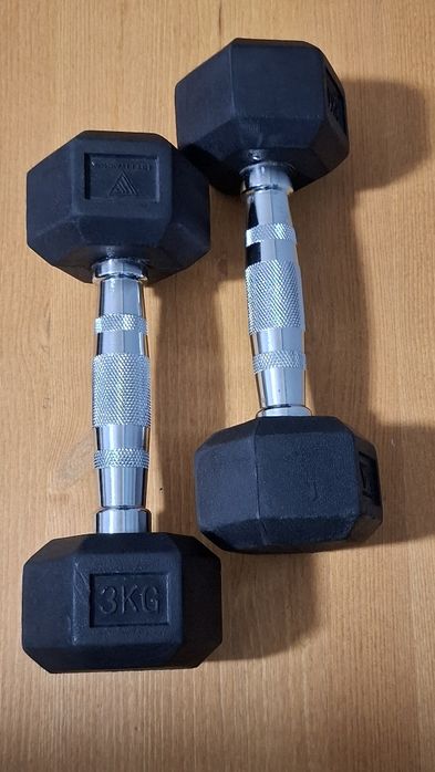 Par de halteres 3kg hexagonal  Emborrachadao