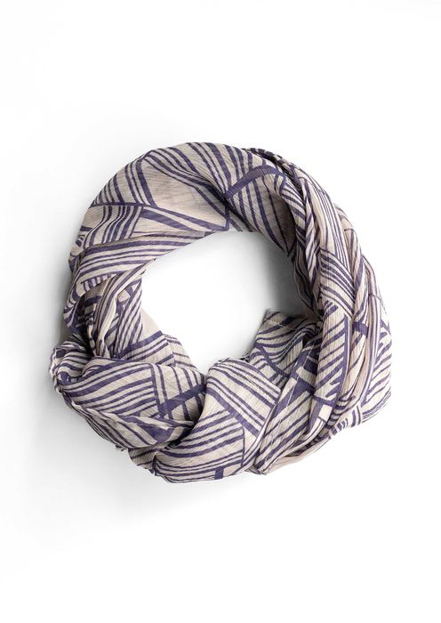 Cienki, zwiewny szalik apaszka w geometryczny wzór vintage / retro