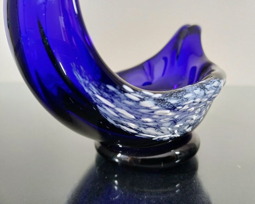 Szklany łabędź - bombonierka  - Vintage