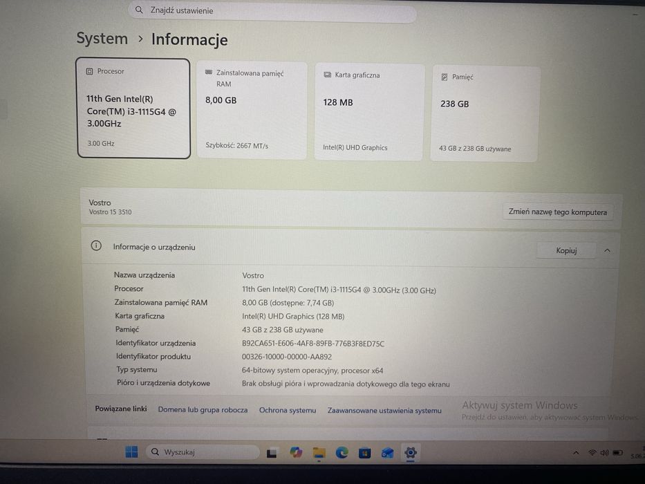 Laptop DELL Vostro 15 3510 super stan