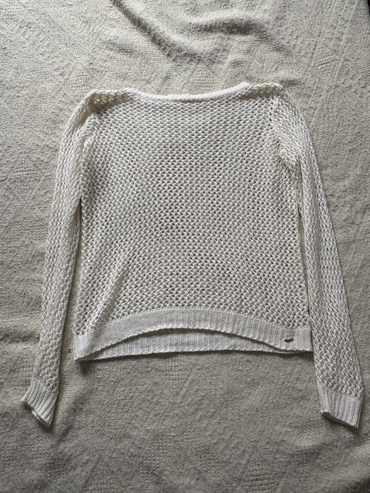 Ażurowy sweter kremowy boho M