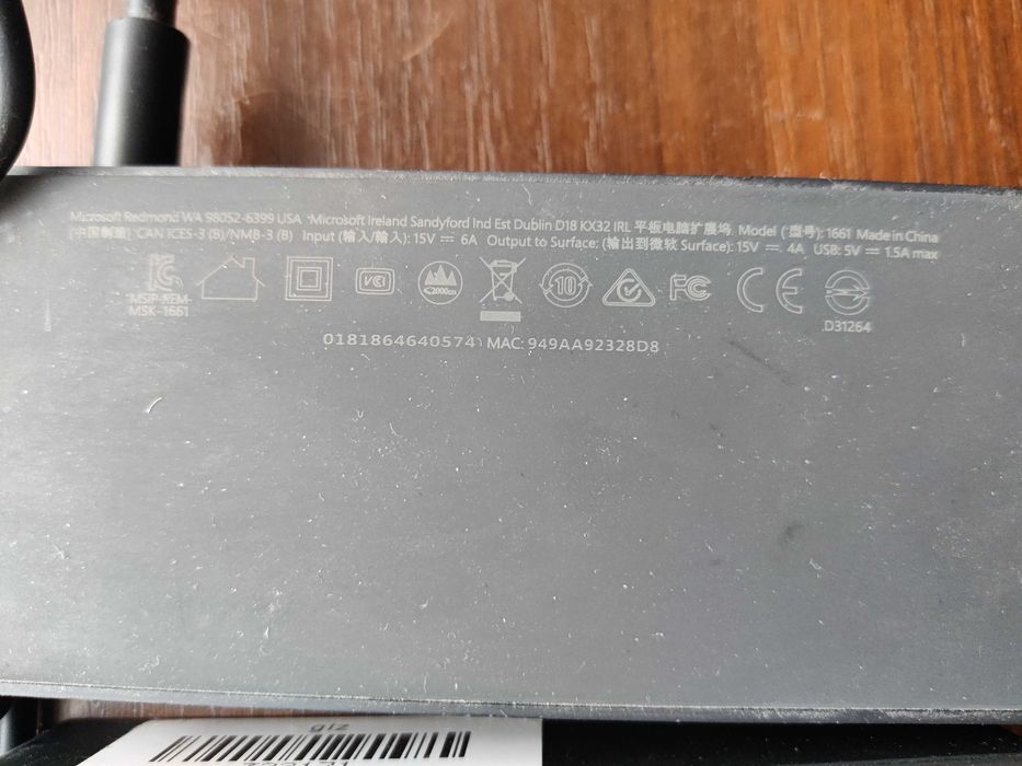 Док-станція Microsoft Model 1661 з БЖ (15V / 6.0A)