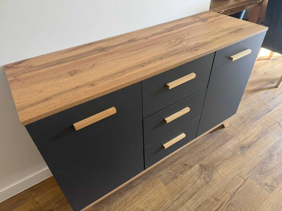 KOMODA SZAFKA RTV GRAFIT DĄB WOTAN 120 cm - krótko używana