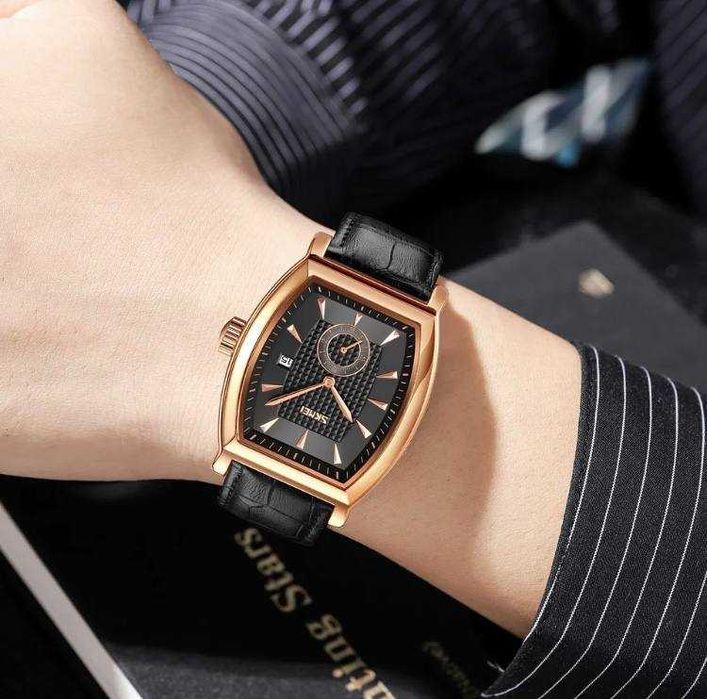 Męski zegarek SKMEI luksusowy skórzany kalendarz z wodoodpornym