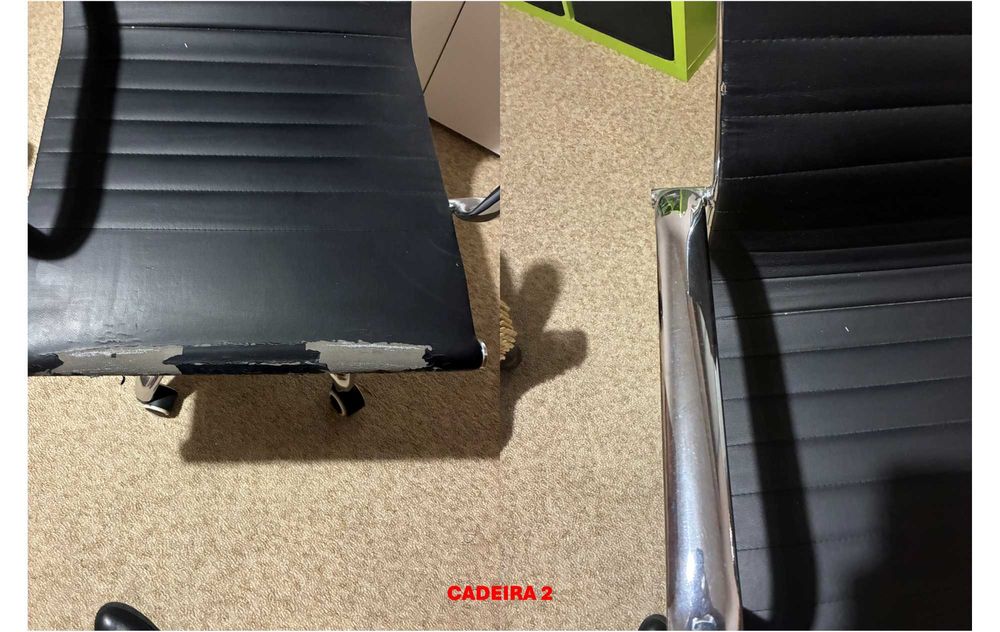 conjunto 2 cadeiras escritório, de rodas, altura ajustável, reclinável