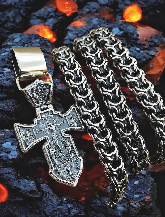 Срібний набір 120г мужской ланцюжок хрестик цепочка серебряная крестик