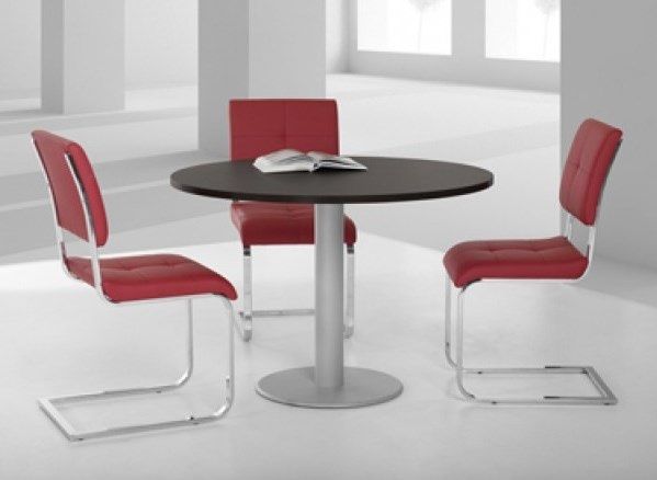 Mesa Reunião Redonda Estrutura Metálica Tampo Madeira Escritorio Nova