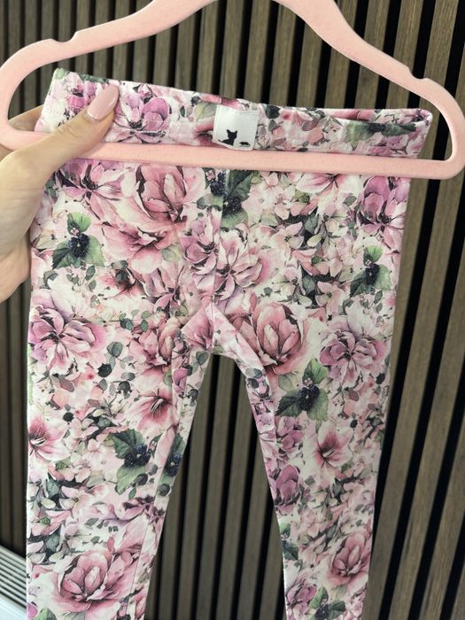 Nowy zestaw w kwiaty handmade bluzka i legginsy