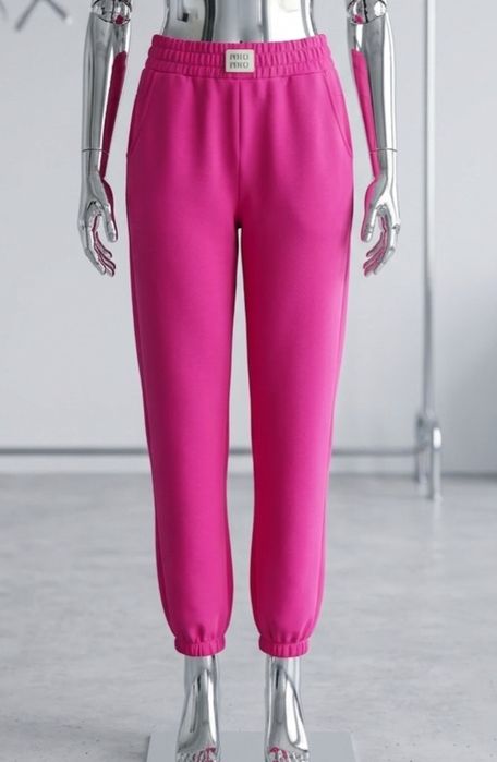 Różowe dresy joggery MEGI – Fuksja, Bawełna L-XL 42 44