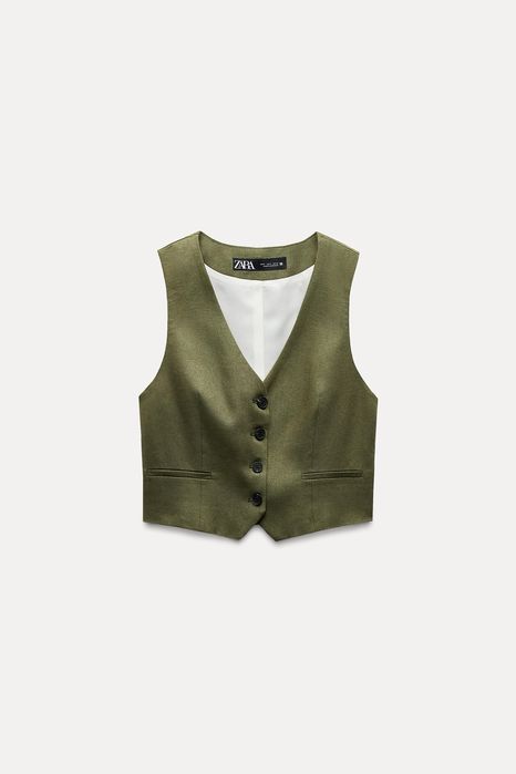 Жилеточка Zara ,НОВА,з БІРКОЮ ,Оринінал ,Льон,розмір Л