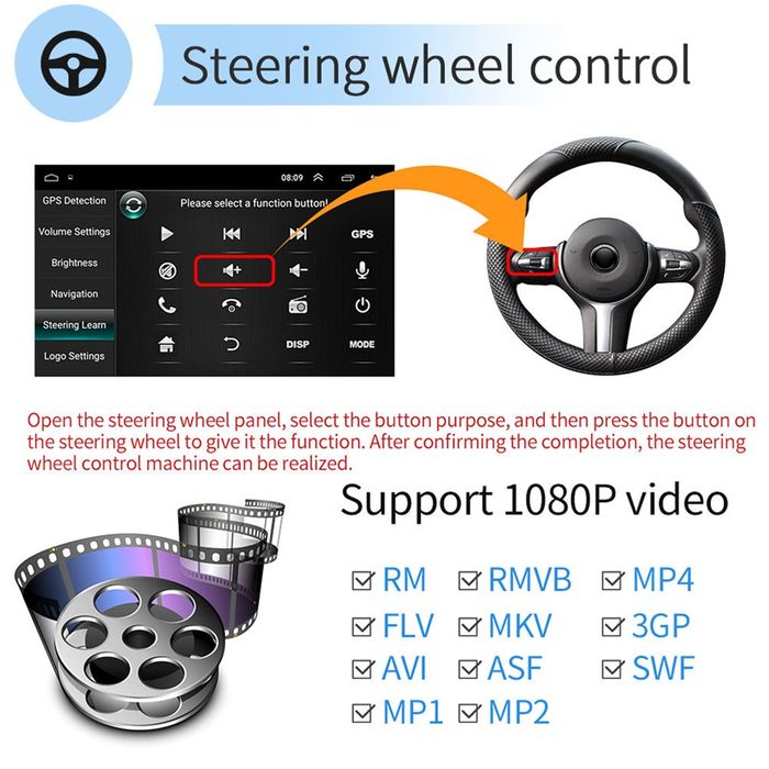 Rádio android 8 polegadas WiFi GPS Bluetooth FM MirrorLink Novo