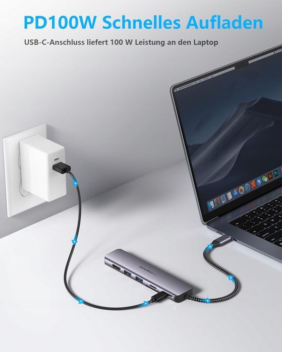 Adapter  HD stacja dokująca 7 w 1 USB C 100W HUB