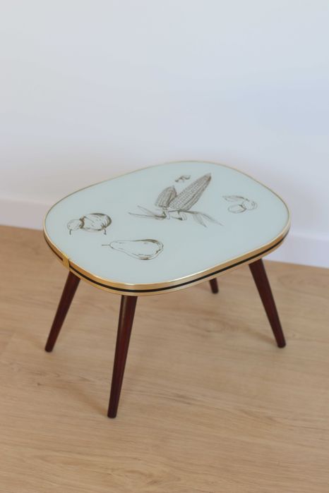 Kwietnik rockabilly ze szklanym blatem patyczak lata 60 Niemcy