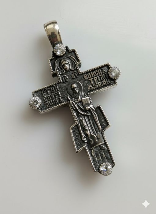 Срібний хрестик з фіонітами срібло серебро серебряний крестик  925