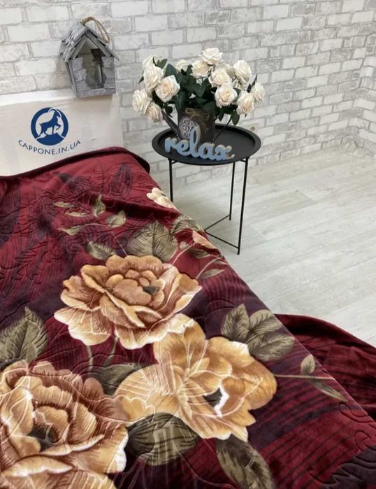 Плед велюровый на кровать стриженный Куст Бордо 2,5кг 160х210