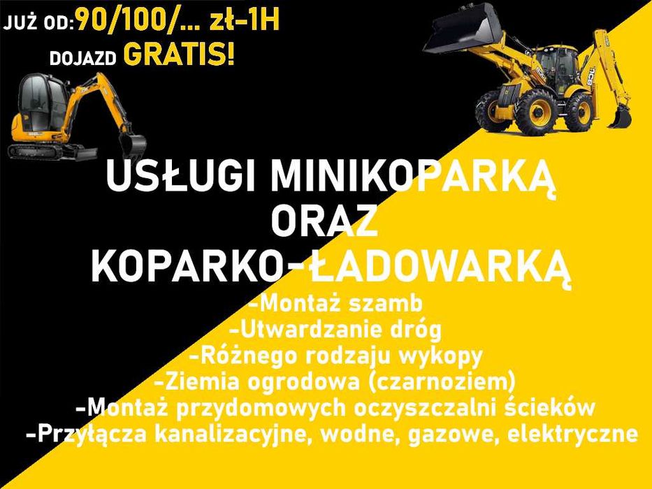 USŁUGI Minikoparką oraz KOPARKO-ŁADOWARKĄ || Dojazd Gratis!