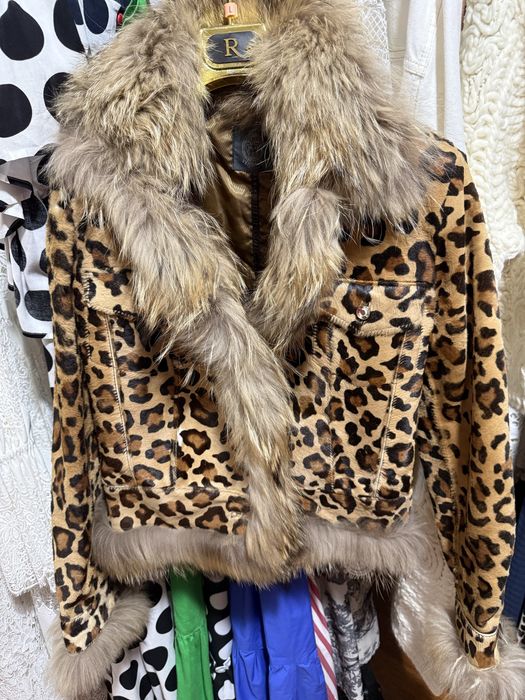Леопардова куртка Versace з ворсом